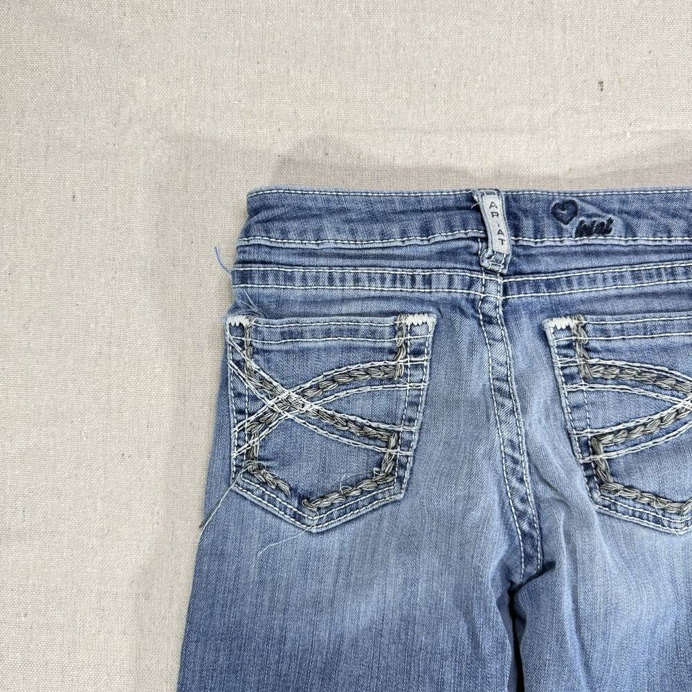 Ariat REAL Girls Boot Cut Jeans Size 12 Light Wash Distressed Western Denim - Picture 6 of 11